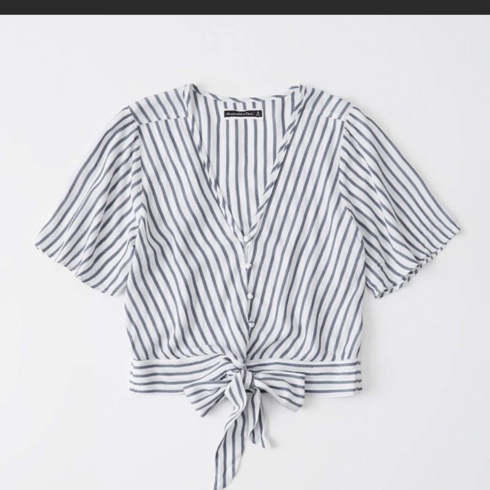 Abercrombie & Fitch striped tie blouse